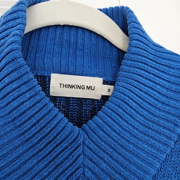 Thinking Mu Miranda Japan Merino Wool Blue Sweater Size Medium - Picture 4 of 7